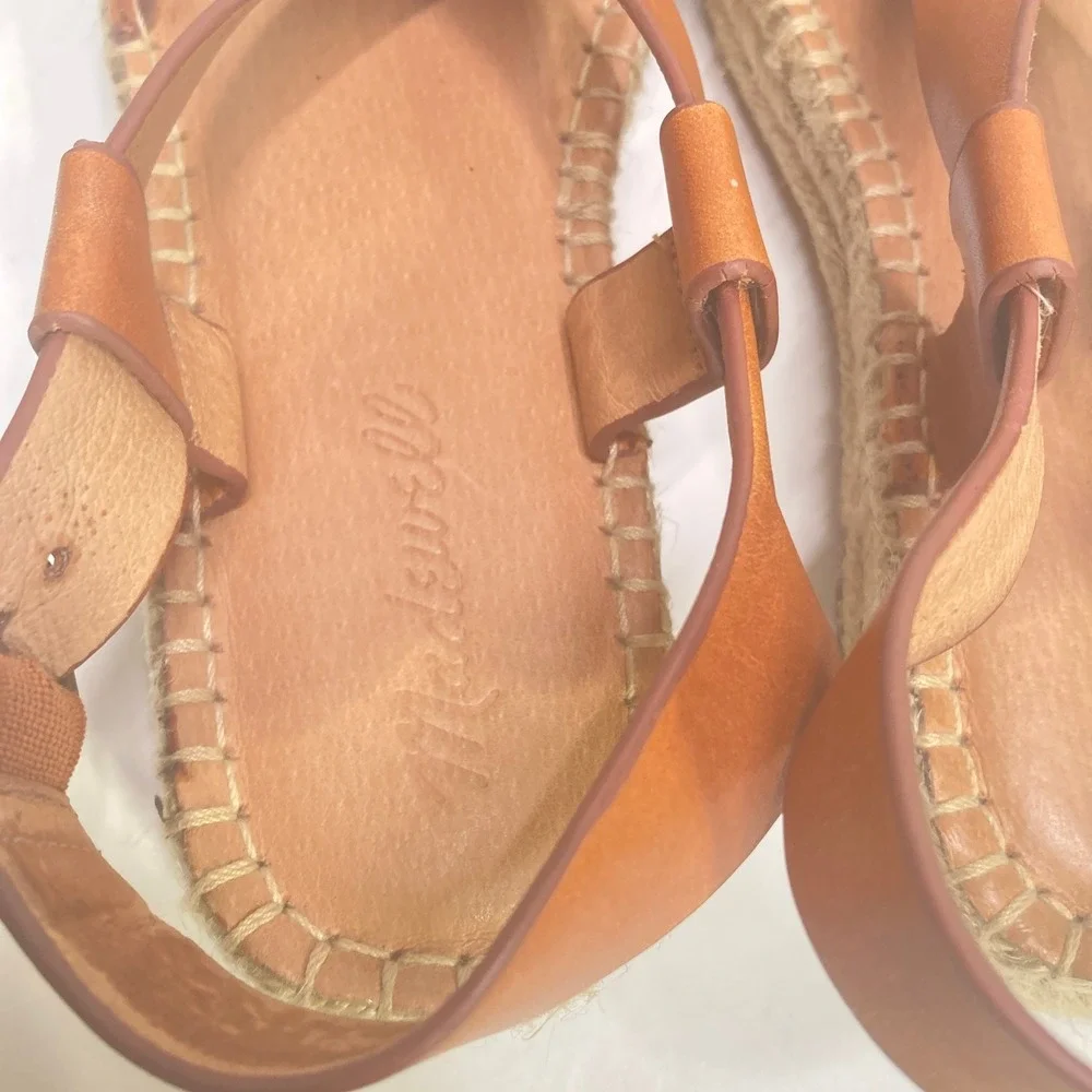 Madewell AM199‎ English Saddle Brown Leather Espadrille Gladiator Sandals Sz 6.5